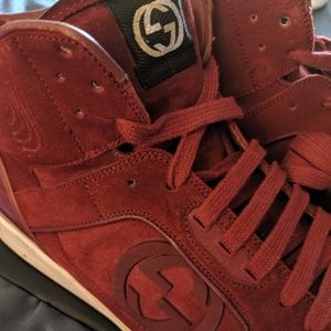 Gucci men's red suede shoes